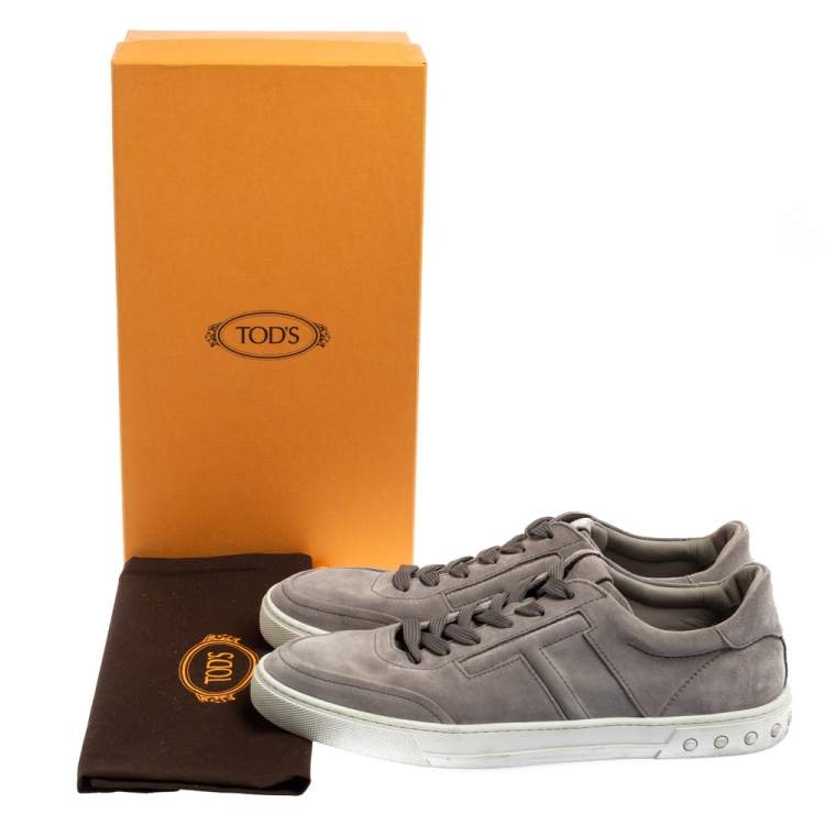 Pre Owned Tod's Grey Suede Low Top Sneakers Size 44.5