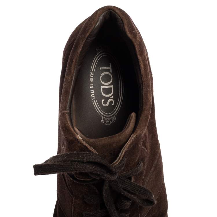 Pre Owned Tods Brown Suede Lace Up  Sneakers Size 45.5