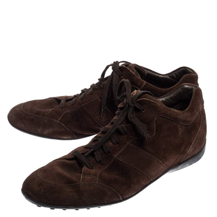 Pre Owned Tods Brown Suede Lace Up  Sneakers Size 45.5
