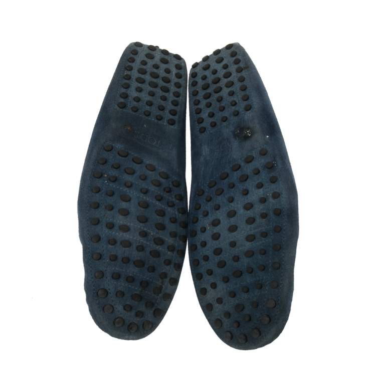Pre Owned Tod's Blue Suede Penny Slip On Driving Loafers Size 42.5 