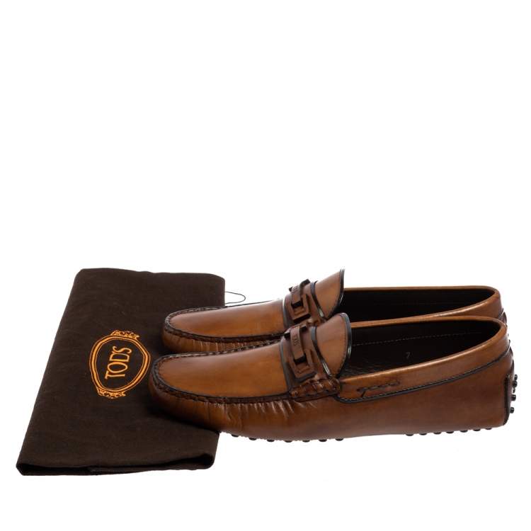 Pre Owned Tod's Brown Leather Slip On Loafers Size 41