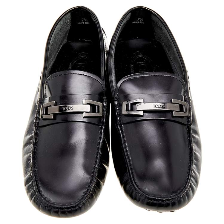 Pre Owned Tods Black Leather  Buckle  Loafers Size 41.5
