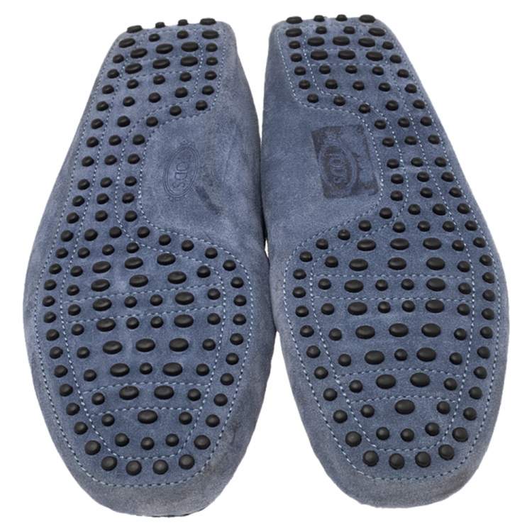 Pre Owned Tod's Blue Suede Slip On Loafers Size 44.5