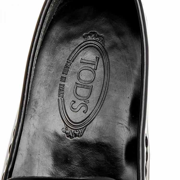 Pre Owned Tod's Black Leather Buckle Loafers Size 44.5
