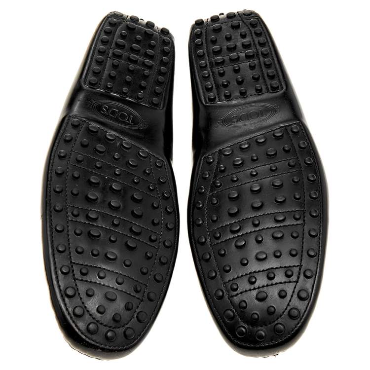 Pre Owned Tod's Black Leather Buckle Loafers Size 44.5