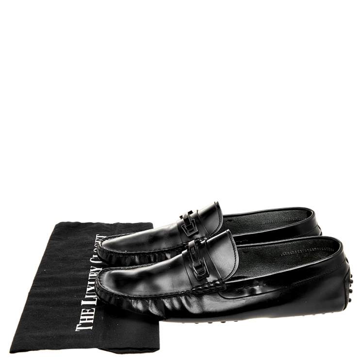 Pre Owned Tod's Black Leather Buckle Loafers Size 44.5