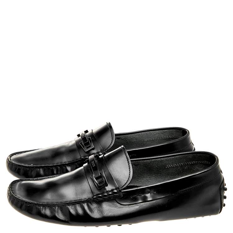 Pre Owned Tod's Black Leather Buckle Loafers Size 44.5