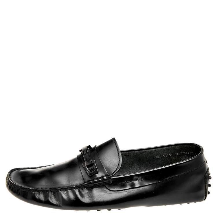 Pre Owned Tod's Black Leather Buckle Loafers Size 44.5