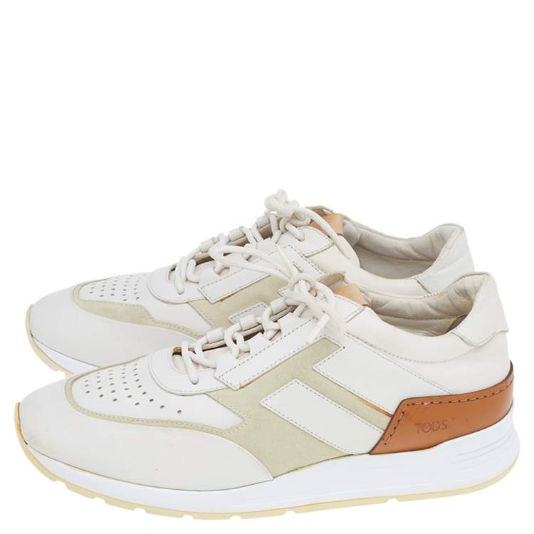 Pre Owned Tod's Multicolor Leather And Suede Lace Up Sneakers Size 42