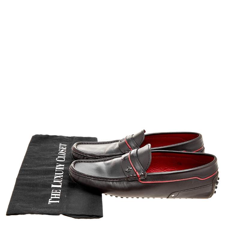 Pre Owned Tod's By Ferrari Brown Leather Bow Slip On Loafers Size 40