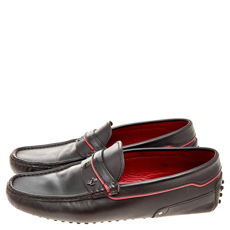 Pre Owned Tod's By Ferrari Brown Leather Bow Slip On Loafers Size 40