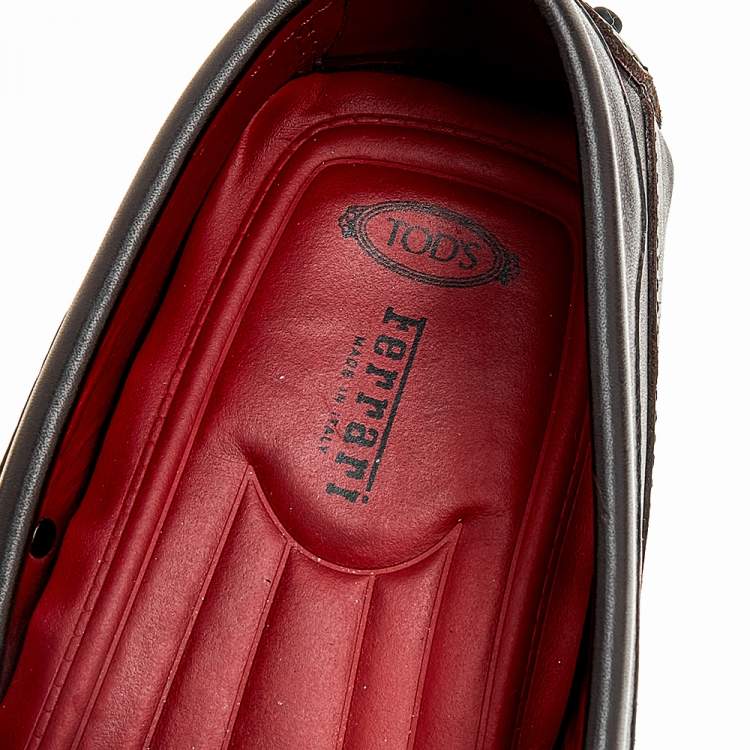Pre Owned Tod's By Ferrari Brown Leather Bow Slip On Loafers Size 40
