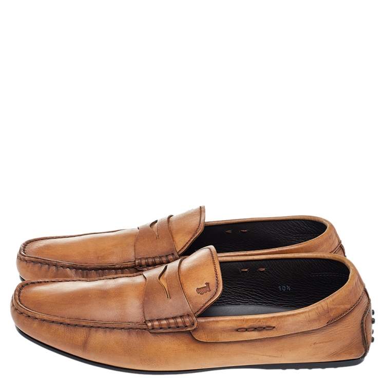 Pre Owned Tod's Two Tone Leather Penny Slip On Loafers Size 45