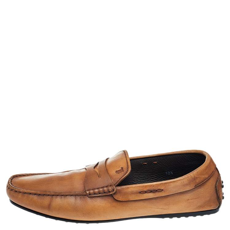 Pre Owned Tod's Two Tone Leather Penny Slip On Loafers Size 45