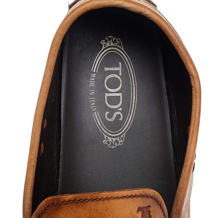 Pre Owned Tod's Two Tone Leather Penny Slip On Loafers Size 45