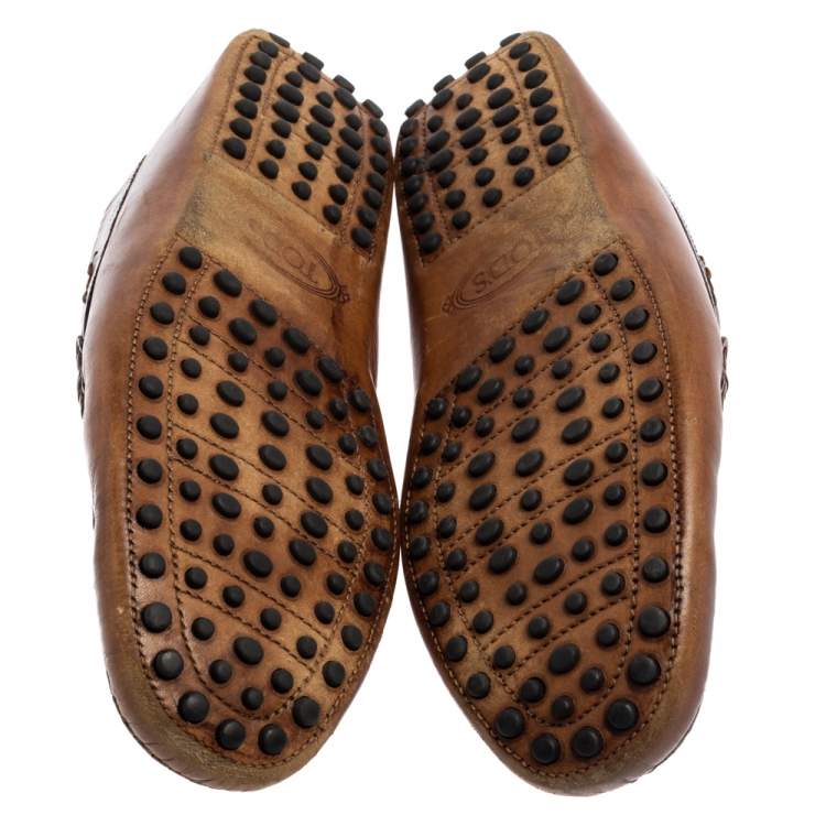 مملوكة مسبقًا Tod's Brown Leather Driving Slip On Loafers Size 41