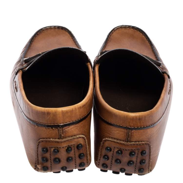 مملوكة مسبقًا Tod's Brown Leather Driving Slip On Loafers Size 41