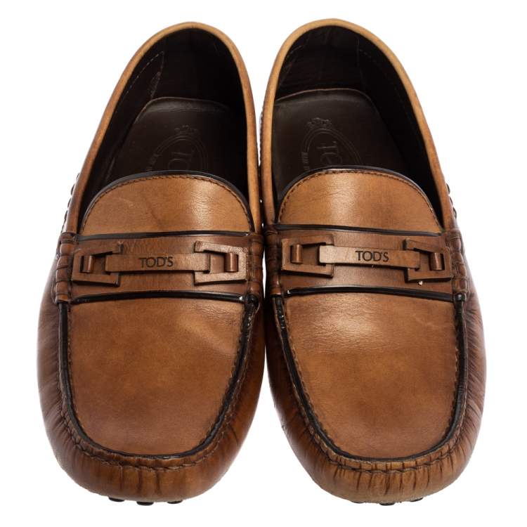 مملوكة مسبقًا Tod's Brown Leather Driving Slip On Loafers Size 41