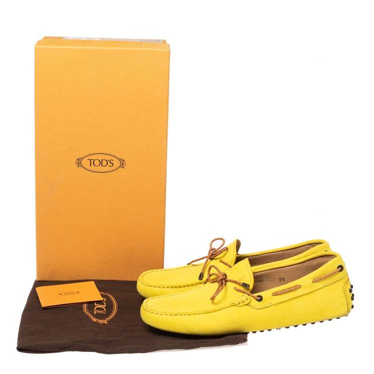 Pre Owned Tods Yellow Nubuck Leather Gommino Driving Loafers Size 41.5
