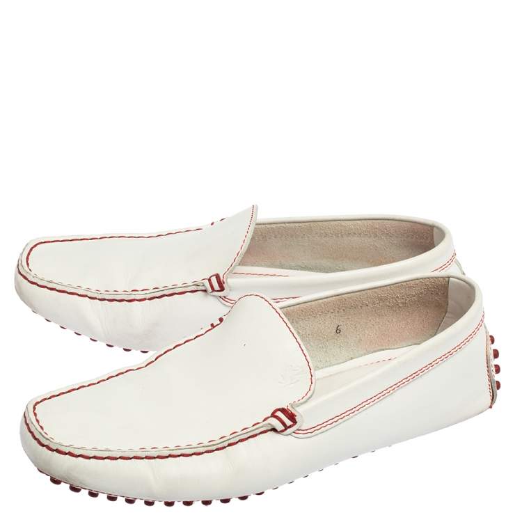 Pre Owned Tod's For Ferrari White Leather Slip On Loafers Size 39.5
