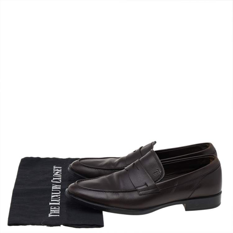 مملوكة مسبقًا Tod’s Brown Leather Penny Slip On Loafers Size 40