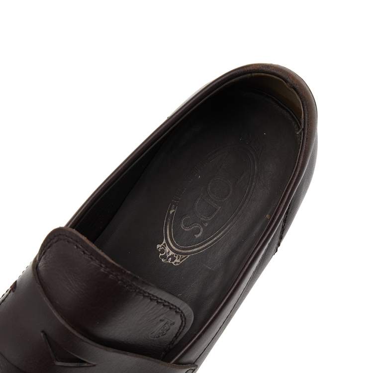 مملوكة مسبقًا Tod’s Brown Leather Penny Slip On Loafers Size 40
