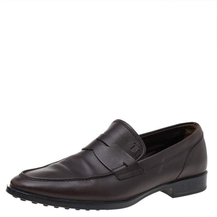 مملوكة مسبقًا Tod’s Brown Leather Penny Slip On Loafers Size 40