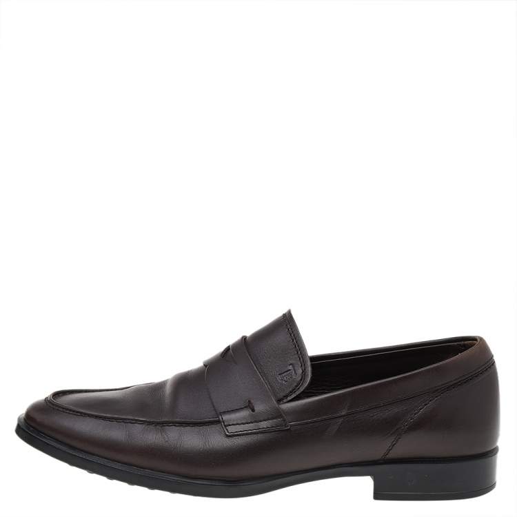 مملوكة مسبقًا Tod’s Brown Leather Penny Slip On Loafers Size 40