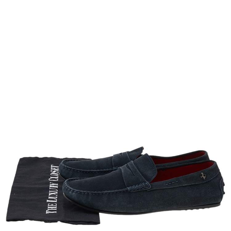 Pre Owned Tod's Dark Grey Suede Slip on Loafers Size 43