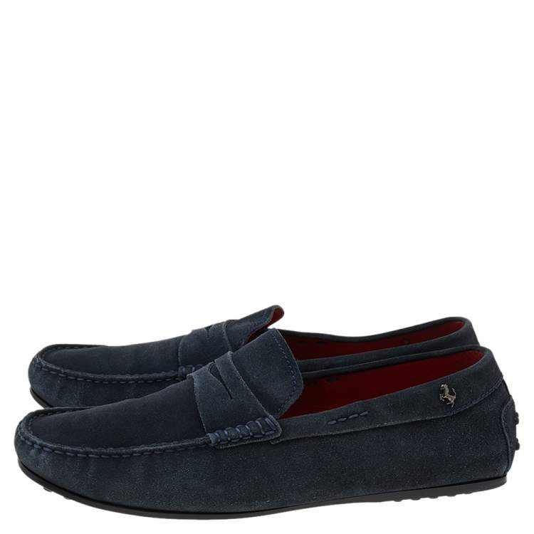 Pre Owned Tod's Dark Grey Suede Slip on Loafers Size 43