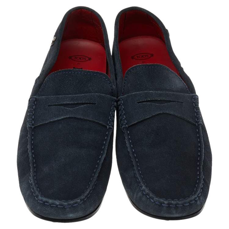 Pre Owned Tod's Dark Grey Suede Slip on Loafers Size 43