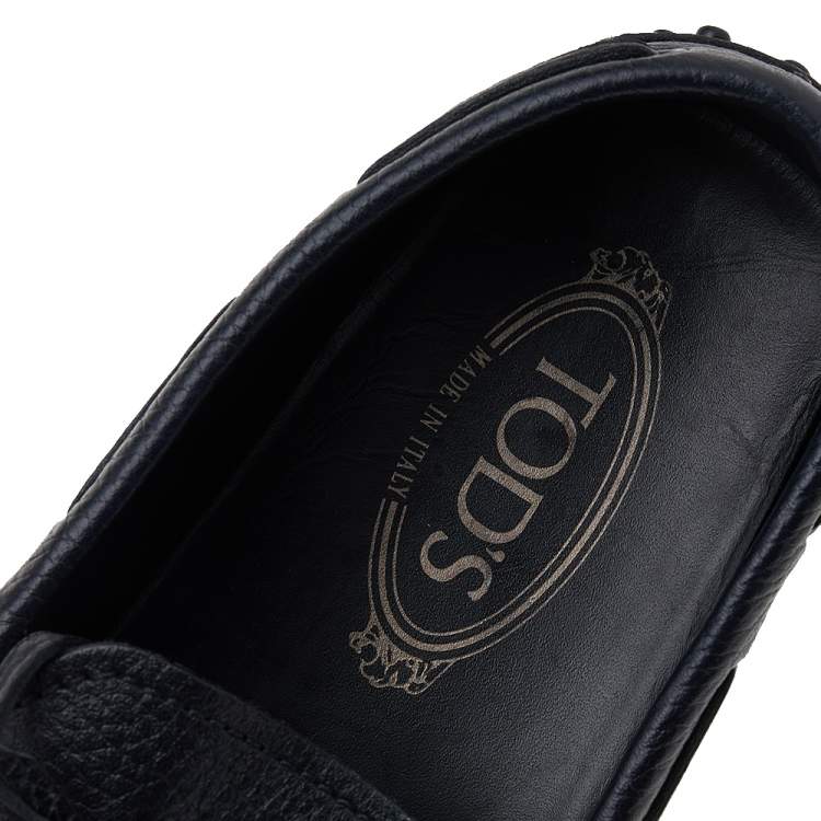 Pre Owned Tod's Black Leather Slip On Loafers Size 42