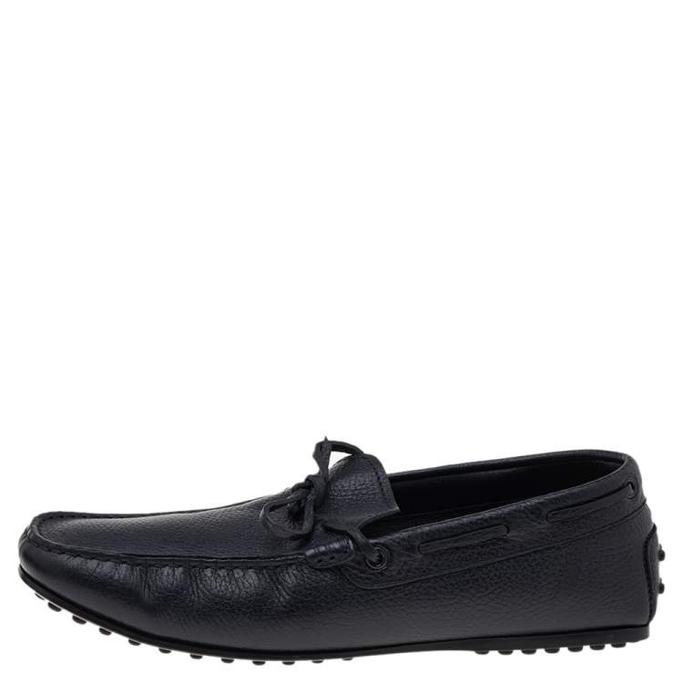 Pre Owned Tod's Black Leather Slip On Loafers Size 42