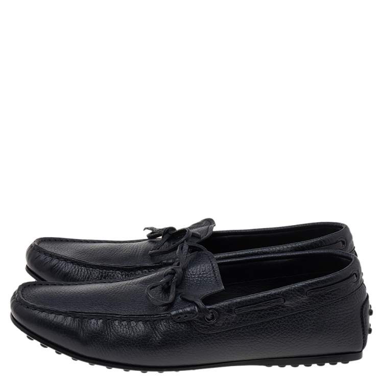 Pre Owned Tod's Black Leather Slip On Loafers Size 42