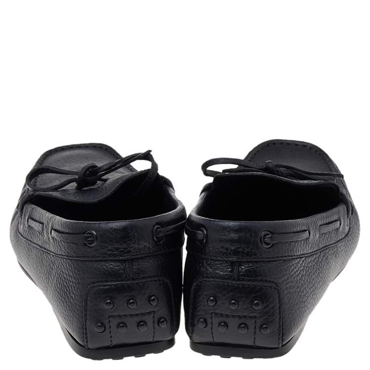 Pre Owned Tod's Black Leather Slip On Loafers Size 42