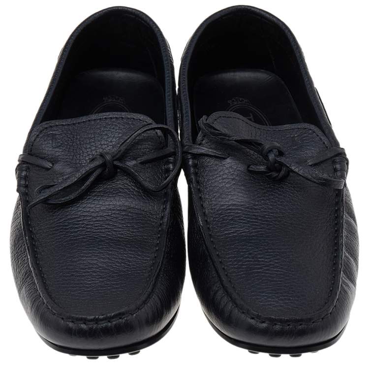 Pre Owned Tod's Black Leather Slip On Loafers Size 42