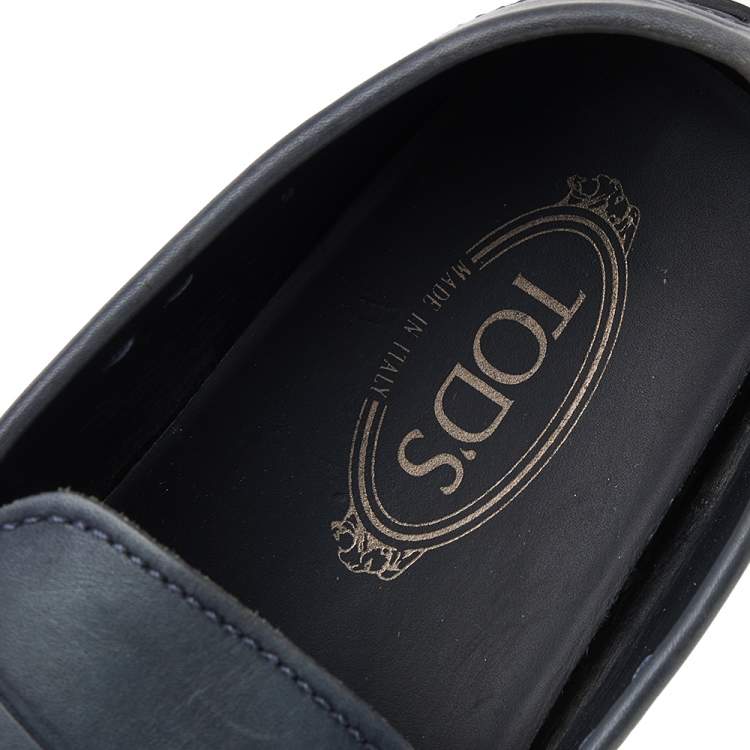 Pre Owned Tod's Grey Leather Slip on Loafers Size 43
