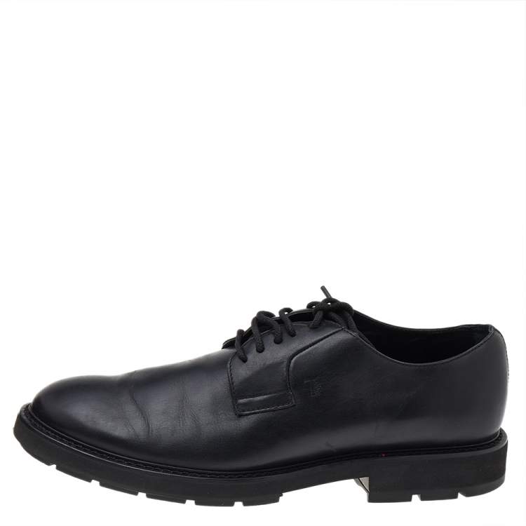 Pre Owned Tod's Black Leather Lace Up Oxfords Size 39.5