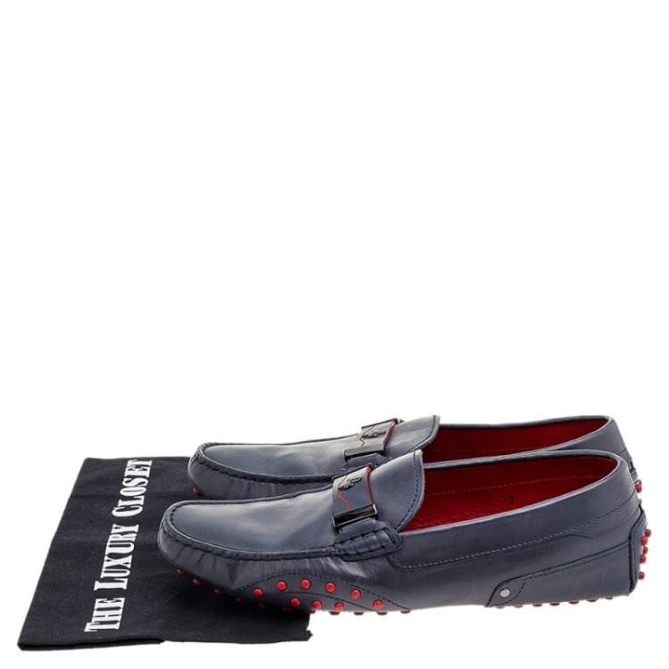 Pre Owned Tod's for Ferrari Blue Leather Loafers Size 41