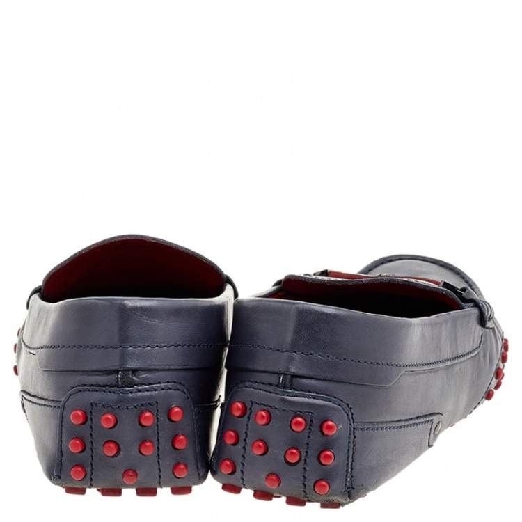 Pre Owned Tod's for Ferrari Blue Leather Loafers Size 41
