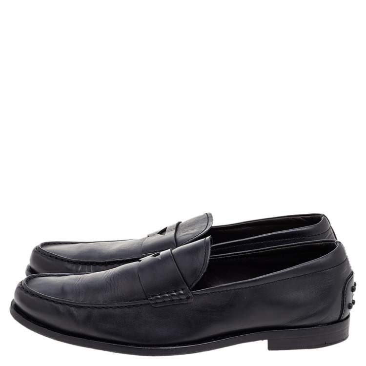 Pre Owned Tod's Black Leather Slip on Loafers Size 42.5