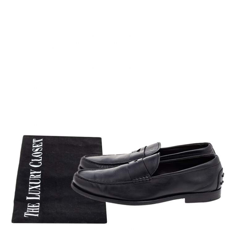 Pre Owned Tod's Black Leather Slip on Loafers Size 42.5