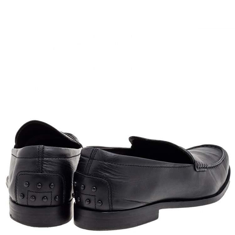 Pre Owned Tod's Black Leather Slip on Loafers Size 42.5