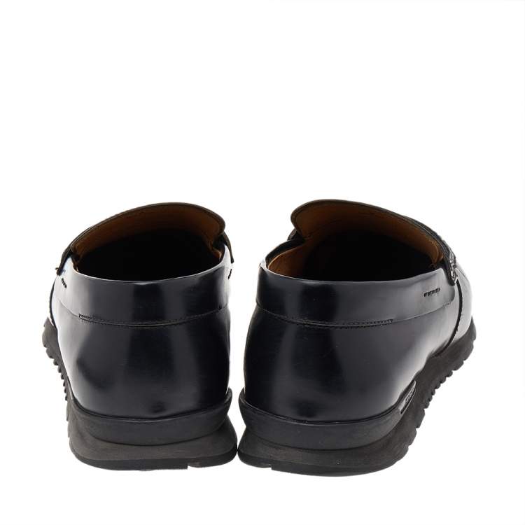 Pre Owned Tod's Black Leather Penny Loafers Size 42