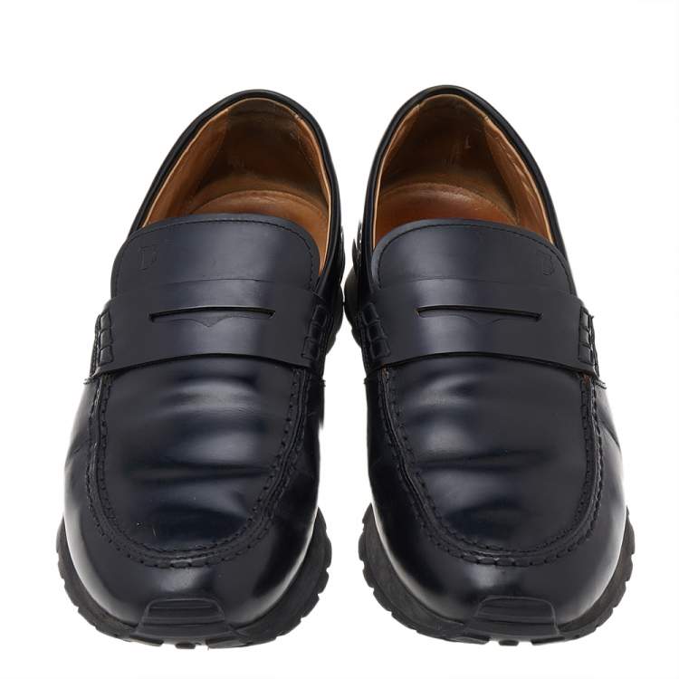 Pre Owned Tod's Black Leather Penny Loafers Size 42