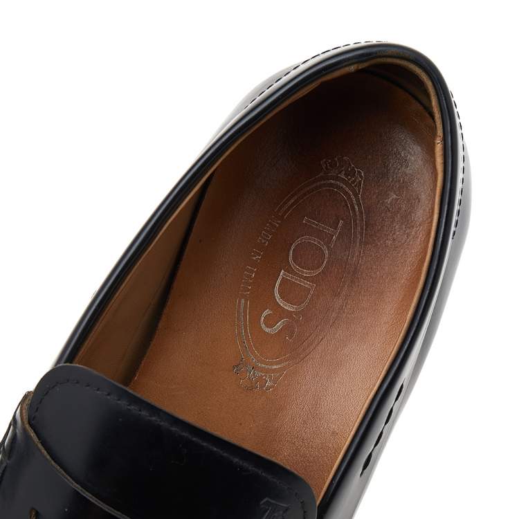 Pre Owned Tod's Black Leather Penny Loafers Size 42