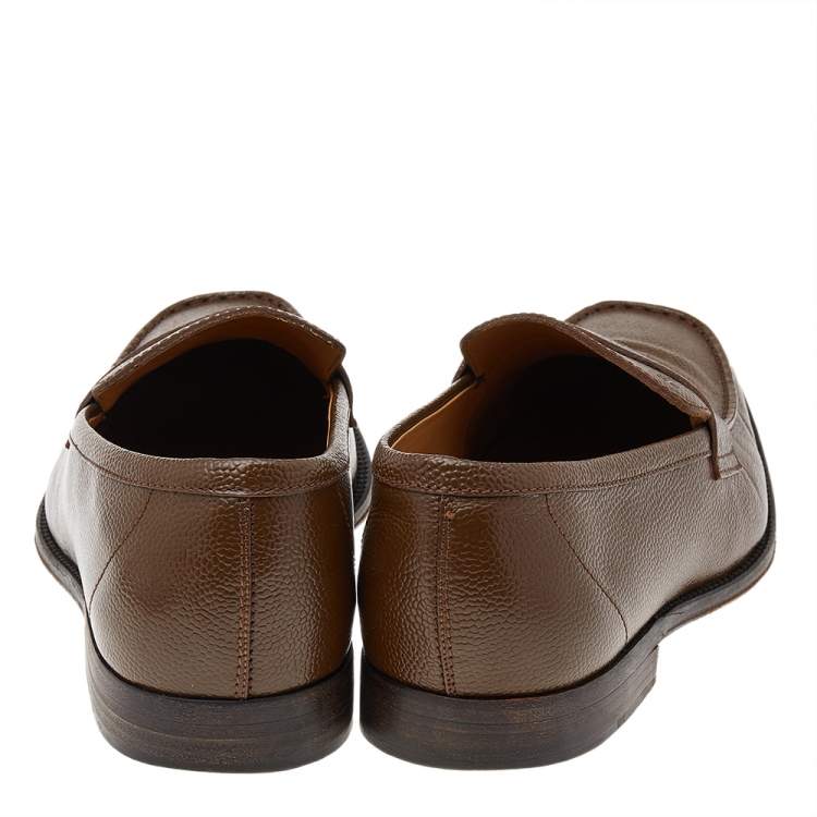 Pre Owned Tod's Brown Leather Slip On Loafers Size 44