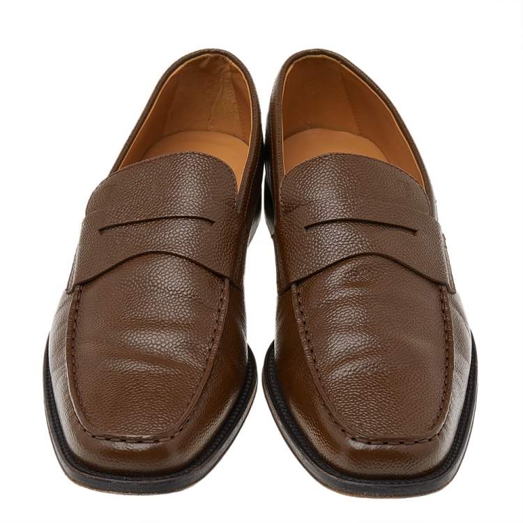 Pre Owned Tod's Brown Leather Slip On Loafers Size 44