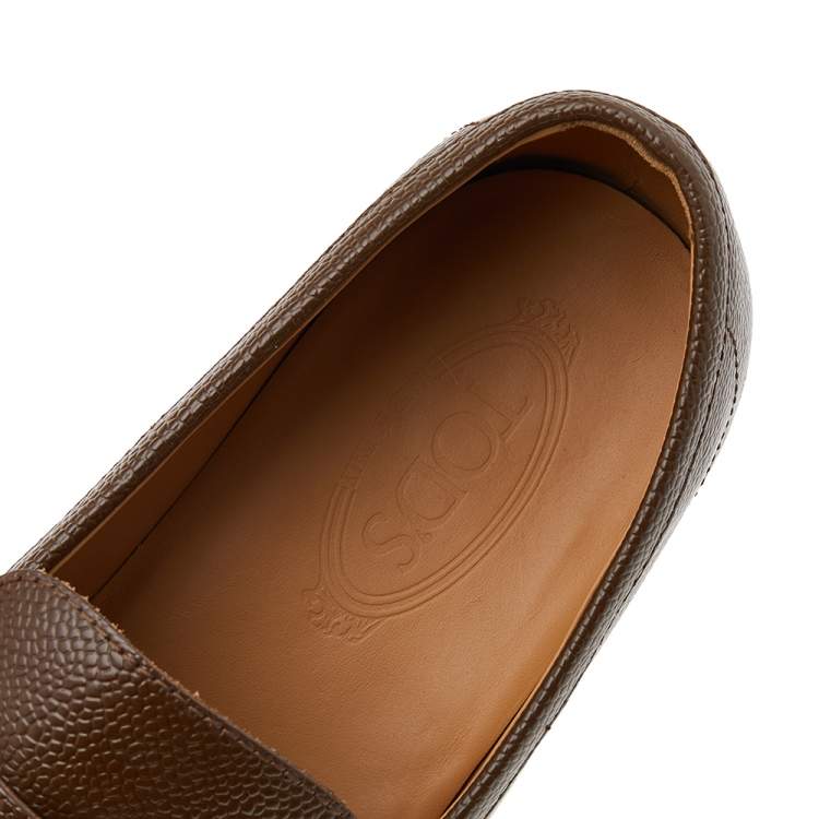Pre Owned Tod's Brown Leather Slip On Loafers Size 44