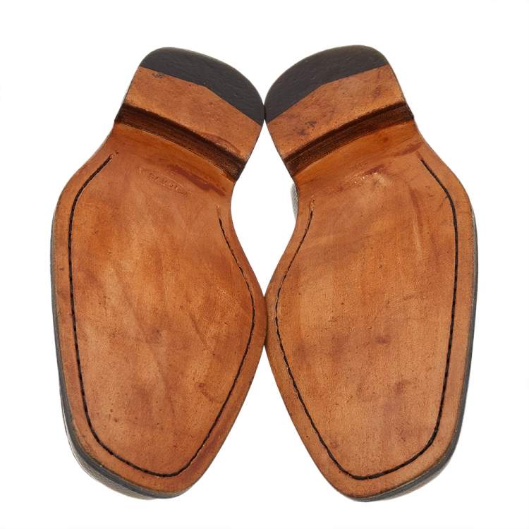 Pre Owned Tod's Brown Leather Slip On Loafers Size 44